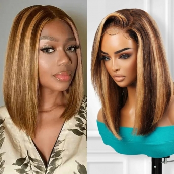 Honey Blonde Wigs | Wear & Go Pre-Cut 5x5 Lace Wig Glueless Bob 12