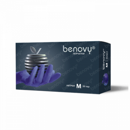 Benovy Перчатки нитриловые фиолетово-голубые (M)